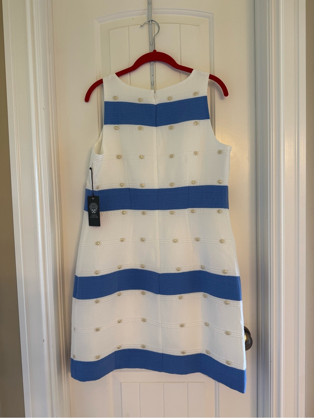 Vince Camuto White and Blue Striped Shift Dress - Picture 2 of 3